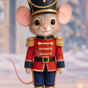 Parade Mouse figurine dressed in a red and blue toy soldier uniform with a tall, ornate hat.